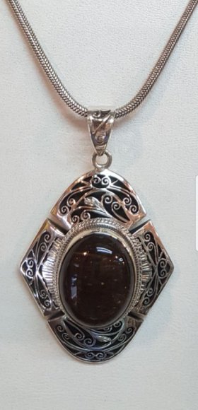 Dark Oval Gemstone Pendant