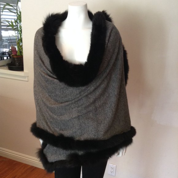 Grey Tweed Poncho
